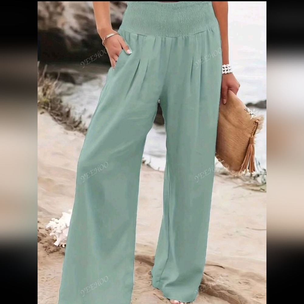 NWOT Seafoam Cotton Blend Wide-Leg Pants